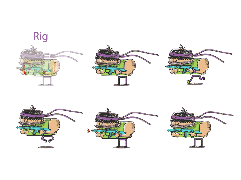Egyptian Rambo - animation after affects animation cartoon character character animation game illustration motion