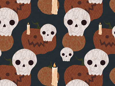 Halloween vector seamless pattern candle halloween pattern pumpkin scull seamless