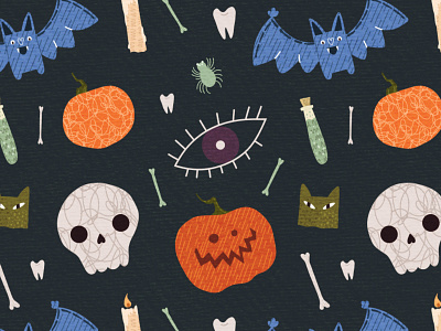 Halloween vector seamless pattern in cartoon style 2023 halloween party pattern pumpkin seamless