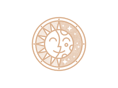 Sun & Moon branding design enamel pin face flat graphic design icon illustration logo moon outline patch pin rough sticker stickers sun texture
