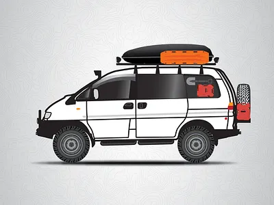 Mitsubishi Delica 4x4 overland 4x4 adventure camp camping delica illlustrator illustration offroad overland van vanlife vector