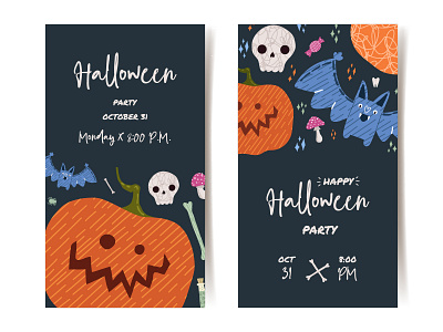 Social media set design. Halloween illustration design halloween pumpkin social media stories templates vector