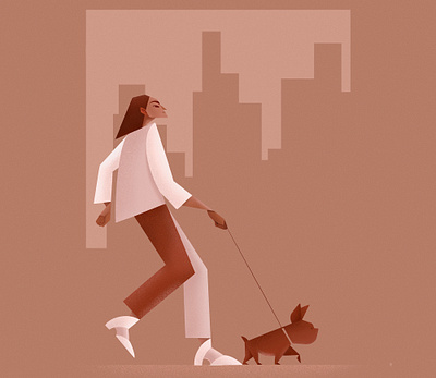 Dog Walker | Fragment characterillustration dog dog walker freelance illustrator illustration illustrator minimal illustration nyc procreate