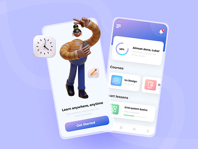 Learning App 3d android app app design app ui design design app education illustration learning app lessons mobile mobile app design product design uiux uiuxdesign