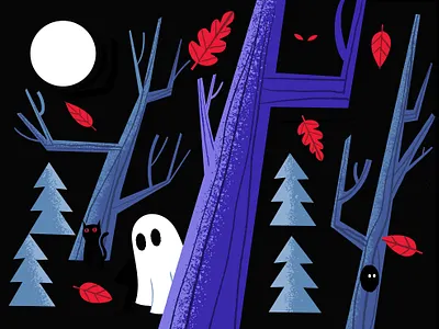 People are spooky black cat digital illustration forest ghost halloween haunting illust illustration people are spooky shy spooky