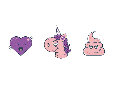 Set of emojis character emoji heart illustration poop unicorn