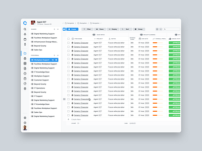 Project Management SaaS - Table View in Light Theme aquarium dashboard design light management production project saas table theme tracker tracking ui ux view