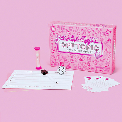 Ladies Night Off Topic board game branding game game design graphic design illustration logo packaging print