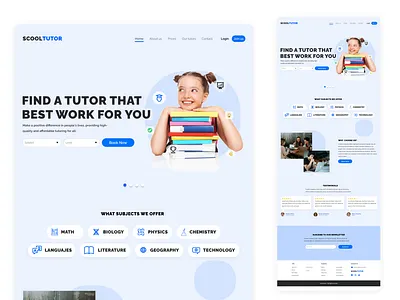 scooltutor web landing app card design figma graphic design ui user interface