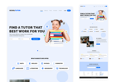 scooltutor web landing app card design figma graphic design ui user interface
