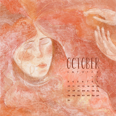 OCTOBER calendar illustration october