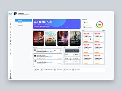 Project Management SaaS Dashboard activity aquarium dashboard design management production project saas task time tracker tracking ui ux