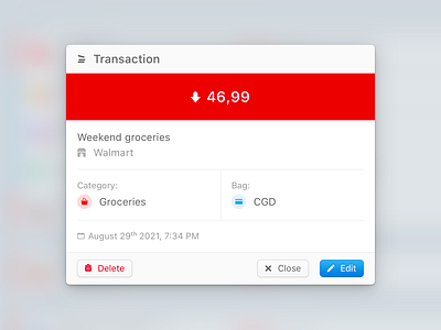 Transaction Dialog dialog expense money popup transaction ui