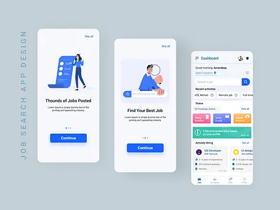 Job Search App UI app app design branding career portal design find job app graphic design ios app design job job app ui design job portal job portal app job search ui uiux ux