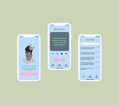 Random Fact Mobile App app design fact flat minimal mobile new zealand pastel ui ux