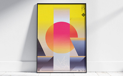 Rise and Fall geometric japan minimal poster sun