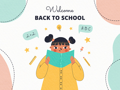 Back to school banner. Vector background art