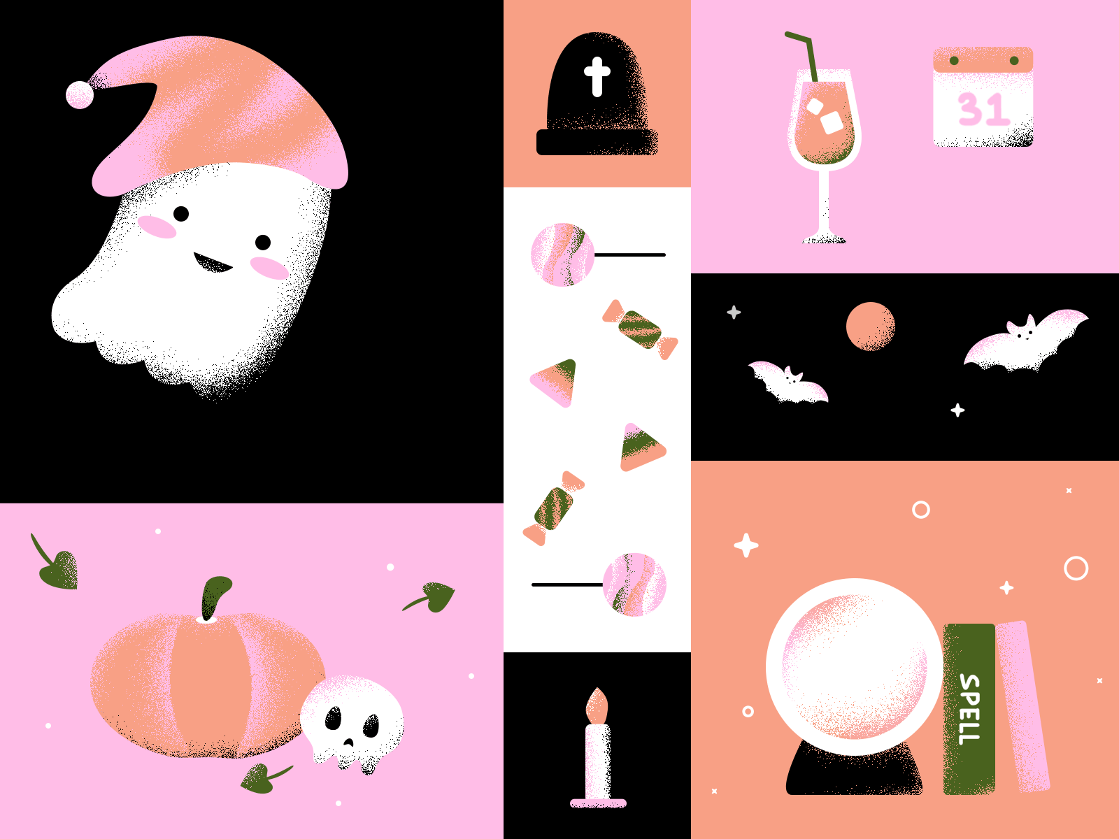 Spooky Season 👻 animation bat candle candy creepy digital ghost grave halloween huanting illustration lollipop magic moon pumpkin rebound skull spell spooky