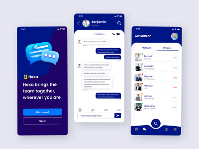 Hexa Message Community App 3d chat apps chat website chatting app community app discord app discussion apps landing page message app message chat app message website minimalist landing page ui uiux website whatsapp