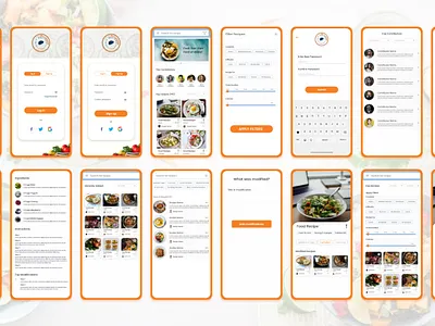 Food Recipe Mobile App | UI Design appdesign appui creative design design mobile mobile design mobileui professional ui uidesign uiux unique