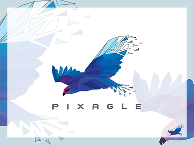 Pixagle Logo art branding clean creative design eagle falcon illustration logo motion graphics pixel professional vector