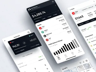Crypto Wallet App application bitcoin blockchain bnb component crypto cryptocurrency embed ethereum finance financial fintech flow money trading ui visual design ui component ui widget webapp widget