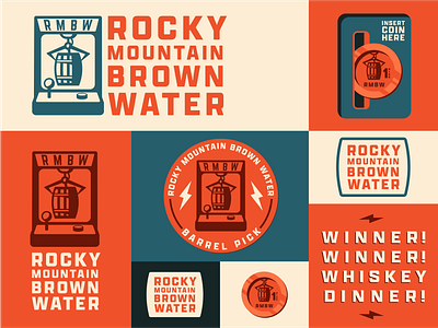 Rocky Mountain Brown Water Branding alcohol arcade barrel blue branding club colorado game group logo mountain prize red society vector winner