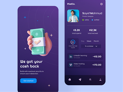 Finance app UI app design app ui app ui design app ui ux design banking app design finance finance analytics finance app fintech fintech app money app online bank pixel navy product product design ui design user interface uxdesign uxui