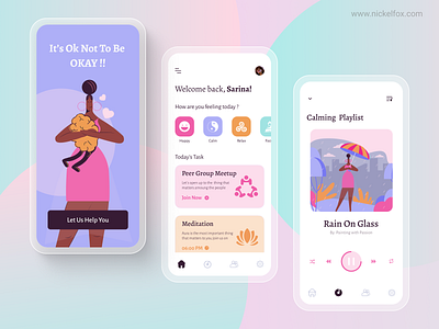 Mental Health Fitness Mobile App design app design applicationdesign clean design fitness graphic design health illustratiion illustration mental health mentalhealth fitness minimal mobile app design mobile ui screen design trending ui ui design ux vector