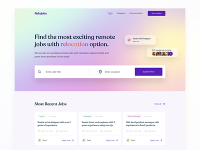 Job search landing page freelance design freelancers job board job landing job listing job posting search website job search landing page product design search ui ux web design website