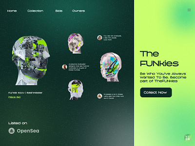 Funkies - NFT Art Landing Page blockchain blockchain art crypto crypto art cryptocurrency design futuristic landing page minimal nft nft art nft platform opensea ui web website