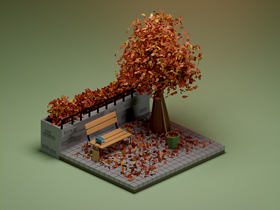 Park Autumn 3d 3d design 3d illustration autumn blender blender3d cute 3d diorama graphic design illustration illustrations isometric low poly low poly art park render