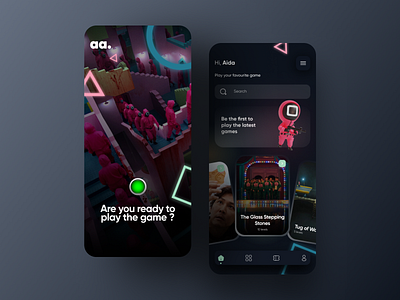 Squid Game App 3d app cloud gaming games illustration ios minimal mobile app movies netflix player popular design series squid squid game squidgame tv show ui uiux video games