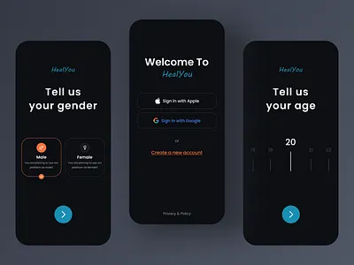 Heal You - Fitness App UI Kit app app design app ui kit dark dark theme dark ui fitness app fitness app kit fitness app ui free ui resource gym app health app ui kit ui resource uihut