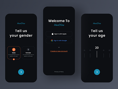 Heal You - Fitness App UI Kit app app design app ui kit dark dark theme dark ui fitness app fitness app kit fitness app ui free ui resource gym app health app ui kit ui resource uihut