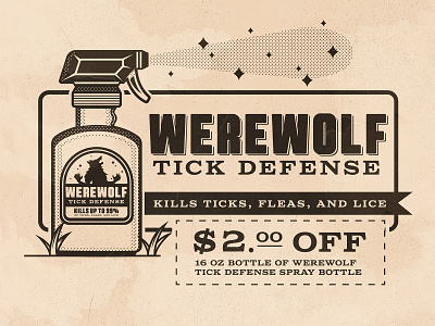 Day 14: Tick ad illustration illustrator inktober the creative pain tik vector vintage warewolf