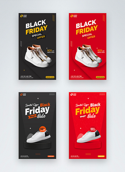 Instagram story template design black friday instagram shoe slae story template