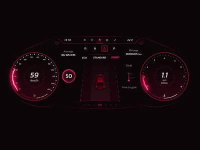 🚗 Sports Car HMI - Honda Civic Type R Dashboard 3d animation app car dashboard design hmi lights model speed speedometer sport sports car ui ux