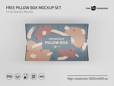 Free Pillow Box Mockup Set box design free freebie mockup mockups pillow psd template