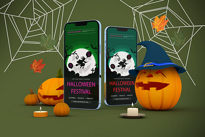 Halloween iPhone 13 Mockups abstract apple clean device halloween ios iphone iphone 13 iphone 13 pro mockup phone phone mockup pumpkin realistic scary screen simple smartphone spooky zombie