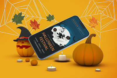 Halloween iPhone 13 Mockups abstract apple clean device display halloween ios iphone iphone 13 iphone 13 pro mockup phone phone mockup pumpkin realistic scary screen smartphone spooky zombie