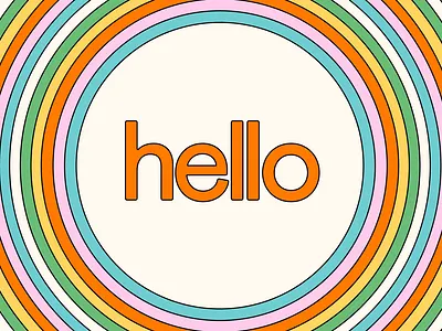 Hello 70s circles illustration pattern retro stationery vintage