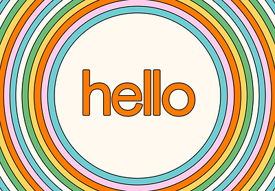 Hello 70s circles illustration pattern retro stationery vintage