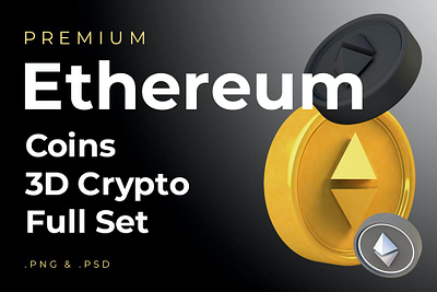 Ethereum 3d Premium Crypto DeFi Coins Set 3d 3d illustration altcoin app blockchain coin concept crypto cryptocurrency defi design eth ethereum illustration invest logo market money pack set