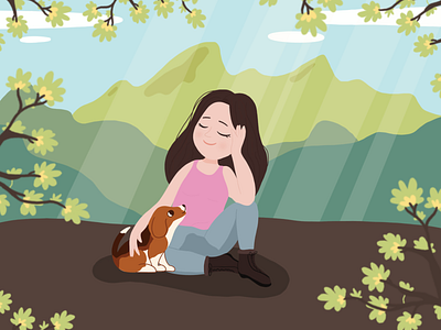 Douceur en montagne animal beagle cute design illustration illustrator art procreate