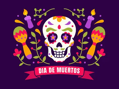 Dia De Muertos Illustration banner character dia drawing festival ghost halloween horror illustration mascots mexico muerte muertos ornament poster pumpkin skeleton skull spooky zombie