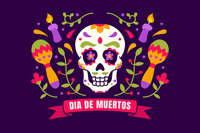 Dia De Muertos Illustration banner character dia drawing festival ghost halloween horror illustration mascots mexico muerte muertos ornament poster pumpkin skeleton skull spooky zombie