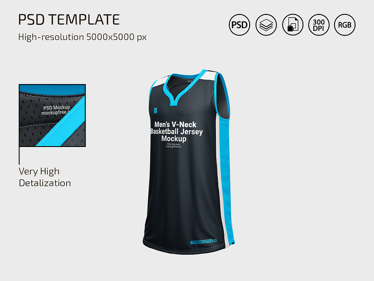 Basketball Jersey with V-Neck Mockup - Front View - Free Download