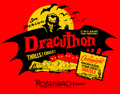 Rosenbach Museum & Library "Dracuthon" Event Campaign branding campaign design dracula events. fonts graphic design halloween horror illustration logo monster museum retro spooky typography vector vintage