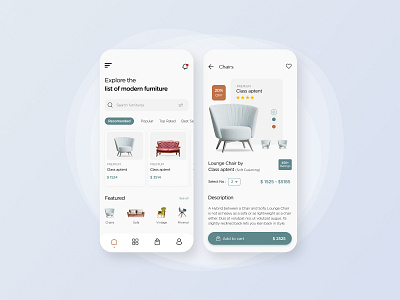 Furniture App Concept Design design e commerce app ecommerce app furniture furniture shop furniture store furniture website minimal design minimal ui mobile app mobile ui shopping app ui ui design